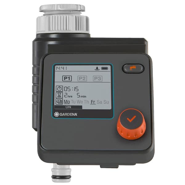 GARDENA Select vattningsprogrammerare LCD 1891-20 med Safe Stop och sensorstöd, för slangkran 26,5/33,3 mm Grå one size