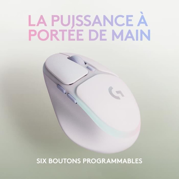 Logitech G - Gaming Mouse - Trådlös - G705 LIGHTSYNC RGB-belysning, Bluetooth, Lättvikt - White Mist