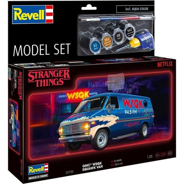 Modellbil - REVELL - Modellset - Stranger Things - GMC WSQK Squawk Van - Med lim, färger och tillbehör