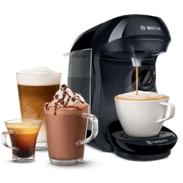 BOSCH TAS1002N TASSIMO HAPPY kaffemaskin med flera drinkar - T -skiva - Automatisk avstängning - Svart