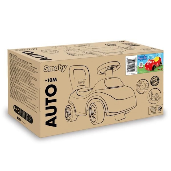 Smoby - 2 i 1 barnvagn - Peppa Pig - Box under sadeln + horn - Från 10 månader - Tillverkad i Frankrike