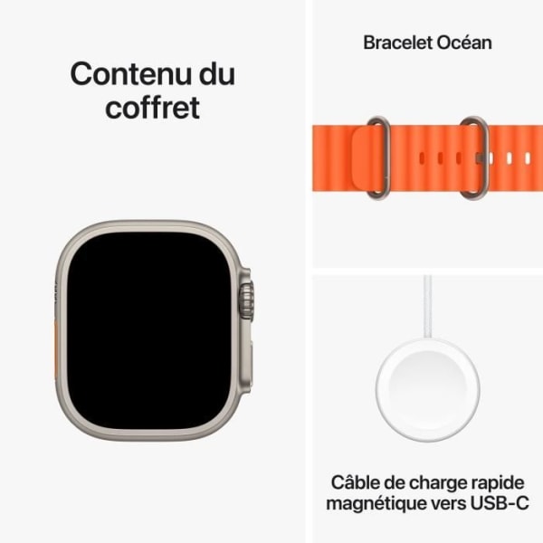 Apple Watch Ultra 2 GPS + Cellular - 49 mm - Titanfodral - Orange Ocean Band