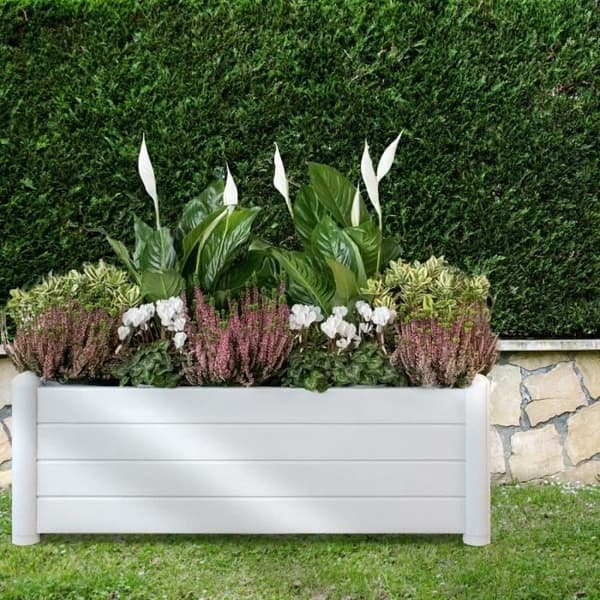 STEFANPLAST Rektangulär blomlåda - Träfinish - 100x43xH35cm - 80L - Vit