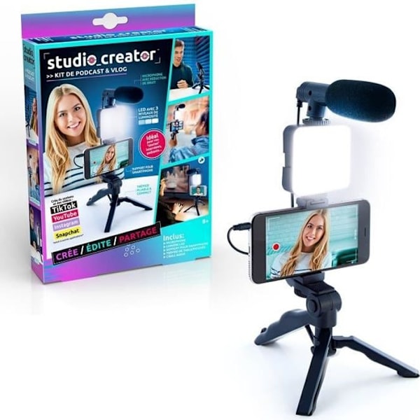 Vlogging Kit - Studio Creator - Podcast & Vlogging Kit With Light and Microphone - INF 033 - Canal Toys