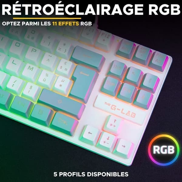 Speltangentbord - The G-Lab - KEYZ CESIUM - RGB - Vit & Grå - TKL