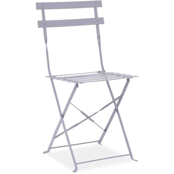 Bistroset - trädgårdsmatsats - Fällbord + 2 stolar - Struktur: stål - Färg: Grå