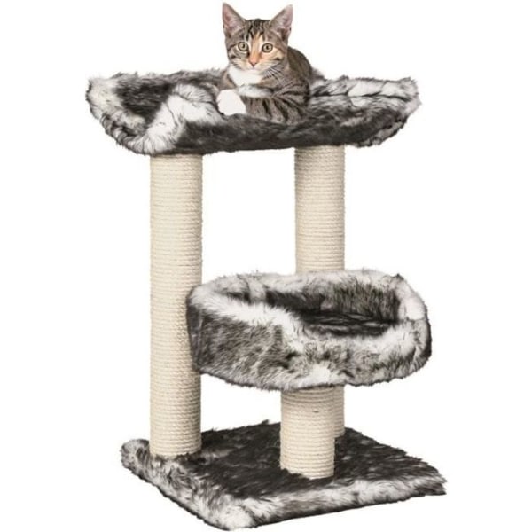 TRIXIE Isaba Cat tree Höjd 62 cm svartvit plysch och naturlig sisal