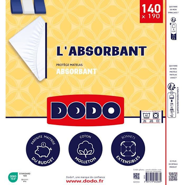 Absorberande madrassskydd - 140x190 cm - polyester