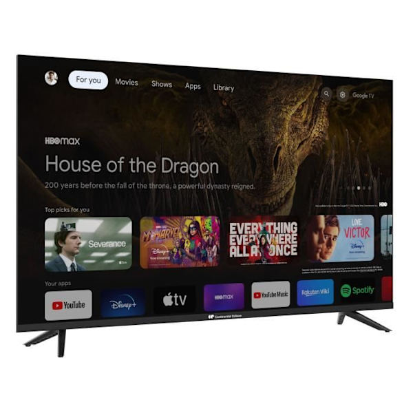 LED-TV - CONTINENTAL EDISON - CELED43SGQLD24B6 - 43'' (109 cm) - QLED UHD 4K 3840x2160 - SMART GOOGLE - 4xHDMI - 2xUSB
