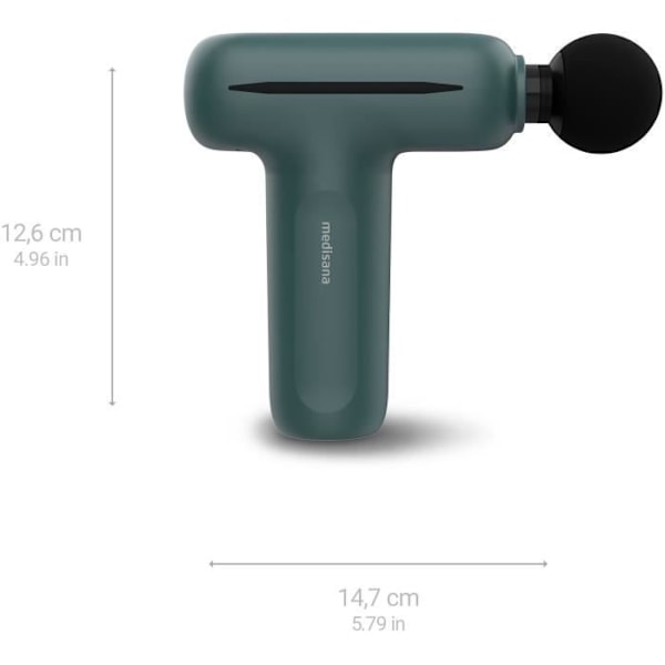 Massagepistol - MEDISANA MG 200 - 5 slagnivåer - 5 V - 50 dB - Grå / Grön