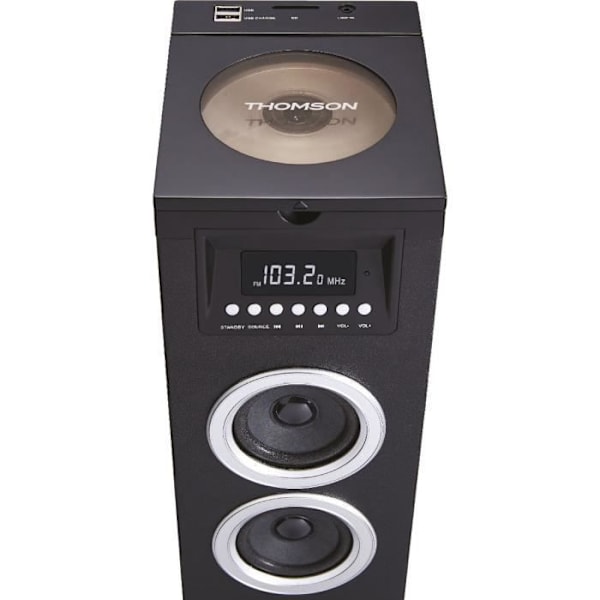 THOMSON DS120CD - Multimedia högtalartorn - CD -spelare - 60W - Bluetooth, USB, FM -radio - LED -display - Svart