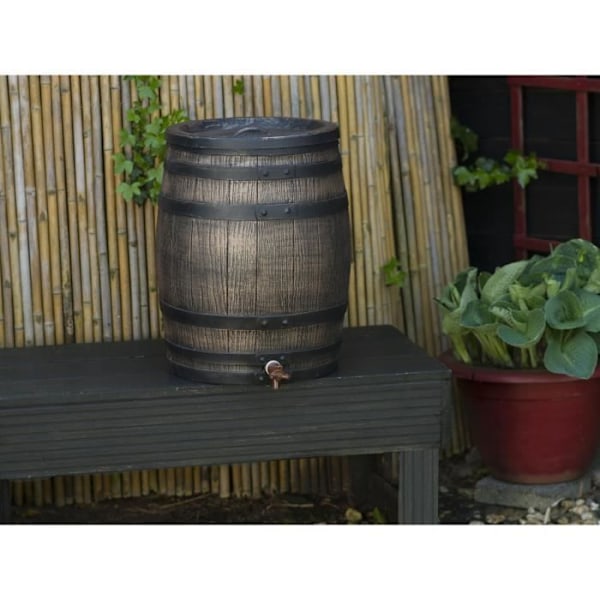 Fatformad vattenuppsamlare - NATURE - Rotationsgjuten PE - 50 liter - Tillbehör ingår