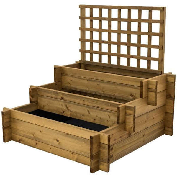 Treplans köksträdgård med EKJU spaljé - 78x78xh38/78 cm