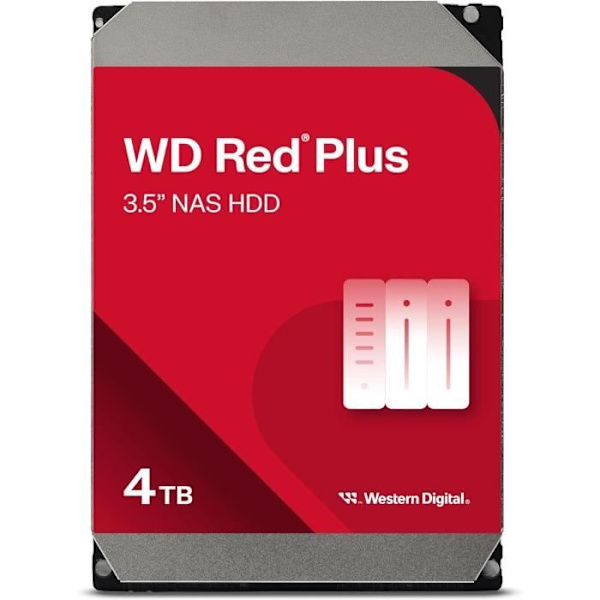 Intern hårddisk - WESTERN DIGITAL - Red Plus - 4TB - 3.5 - Dedikerad NAS - 5400 RPM Class - SATA 6 GB/s (WD40EFPX)
