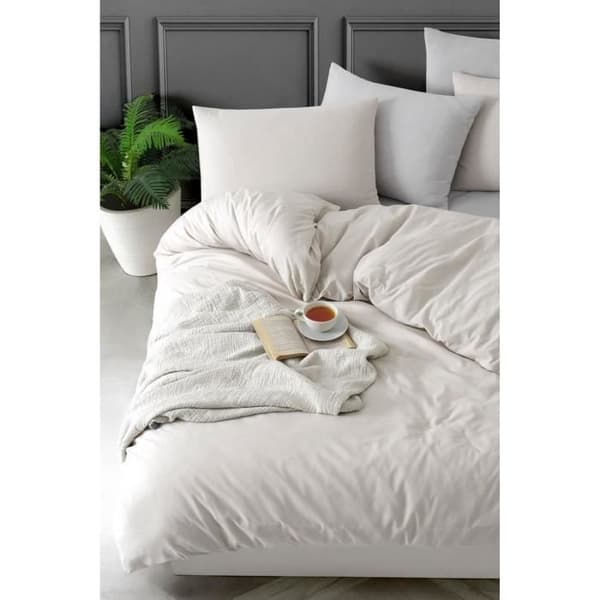 Bäddset - 1 påslakan 220 x 240 cm + 2 örngott 60 x 60 cm - 70% bomull, 30% polyester - Beige
