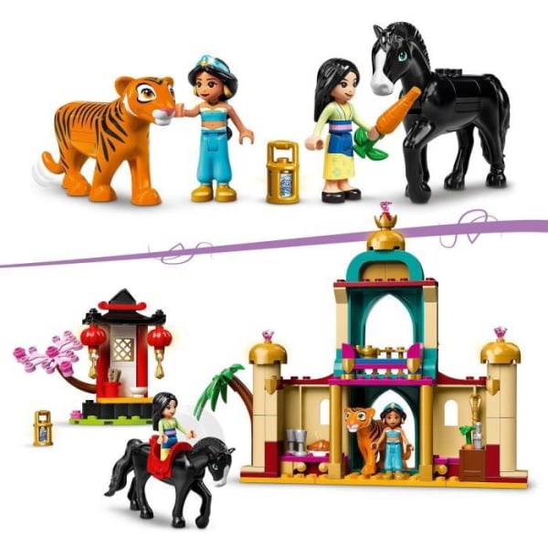LEGO 43208 Disney Princess Jasmine och Mulans äventyr, byggleksak, minidockor, häst- och tigerfigurer