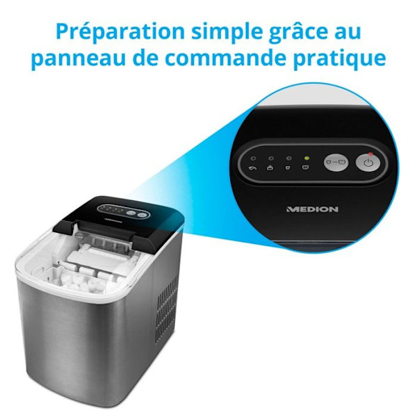 MEDION Ice Maker (MD17739), Fast Ice Maker, producerar isbitar på bara 6-12 minuter, iskubbricka