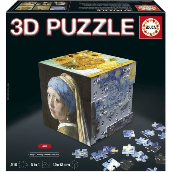 3D-pussel - EDUCA - Kubkonst - 216 bitar - 6 pussel med 36 bitar - Rolig utmaning 8 år + (20123)