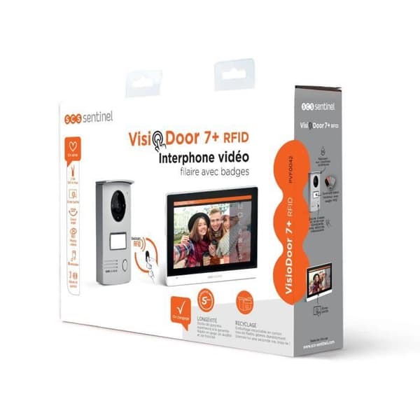 Trådbundet videointercom med märken Pekskärm 7 - VisioDoor 7+ RFID