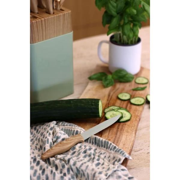 6-delat knivblock - MENASTYL - 5041060 - Keramiskt blad - Polypropylen - Celadon