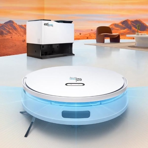 Ansluten robotdammsugare med tömningsbas - EZICLEAN Allt-i-ett Z15 Pro - 10 000 Pa - 1,5 L - Vit