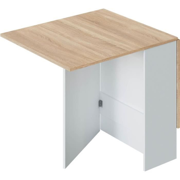 Fällbart köksbord FLY - Artik vit och ek melamin - B 140 x D 77 x H 78 cm