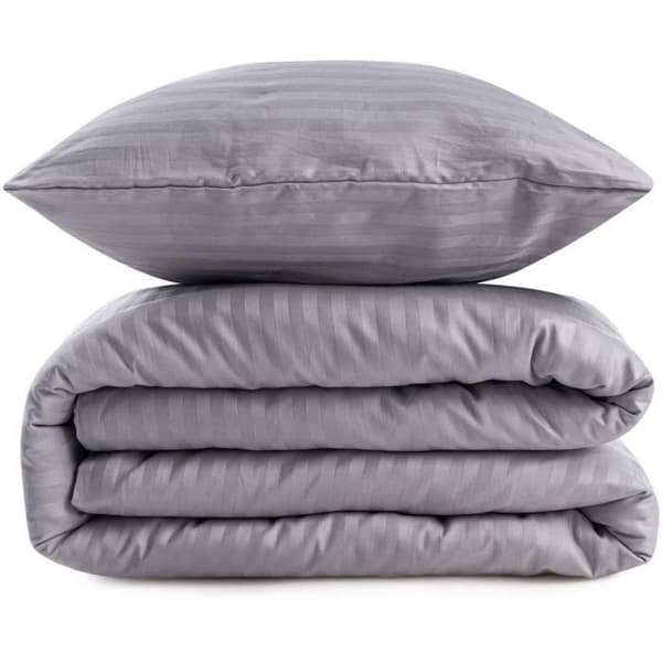 Bäddset - 1 påslakan 220 x 240 cm + 2 örngott 60 x 60 cm - 80% bomull, 20% polyester - Grå