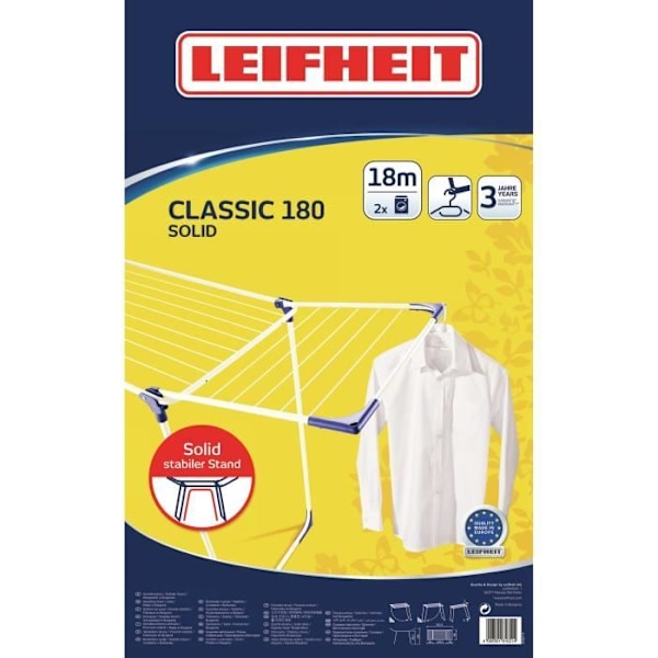 FLEIFHEIT Fristående torktumlare CLASSIC Solid 180 - Klädstreckens längd: 18 m