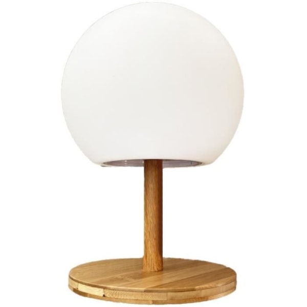 LUMISKY - Bordslampa - trådlös - utdragbar bambufot - H28cm - varmvit / vit LED LUNY