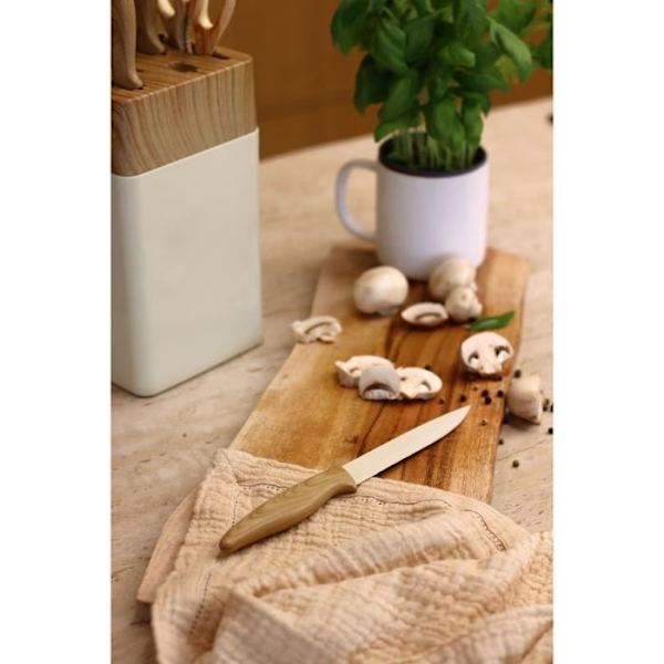 6-delat knivblock - MENASTYL - 5041063 - Keramiskt blad - Polypropylen - Krämfärgad
