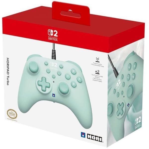 Gamepad - Nintendo Switch och Switch 2 - Trådbunden - Grön - Horipad Turbo - Programmerbara bakåtknappar - Hori