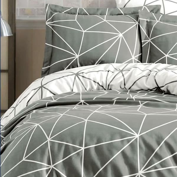 Bäddset - 1 påslakan 220 x 240 cm + 2 örngott 60 x 60 cm - 100% förstärkt bomull - Grå