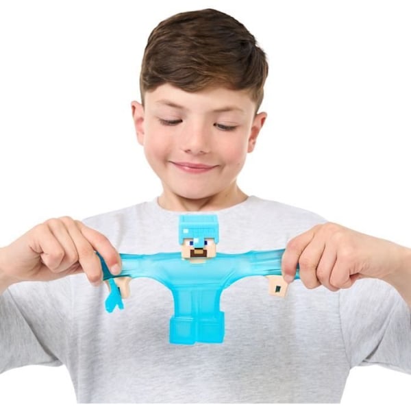 Stretchig figur - GOO JIT ZU - Minecraft Steve - 11 cm - Elastisk struktur - 3x stretchig
