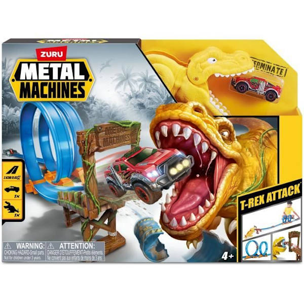Car Circuit - ZURU - T-Rex Attack Metal Machine - Fordon att starta för att besegra dinosaurien med slingor