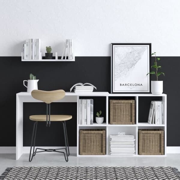 Elegant skrivbord - JACK - Vit / Ek - 145 x 74 x 45 cm