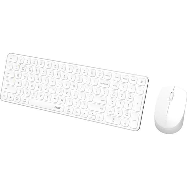 Tangentbord-mus-set - RAPOO - 9310M - Trådlös - Multiläge - Ultratunn - Vit