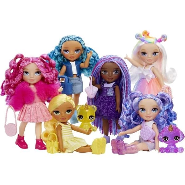 Rainbow High Littles - 15 cm docka + husdjur - mörklila - från 4 år