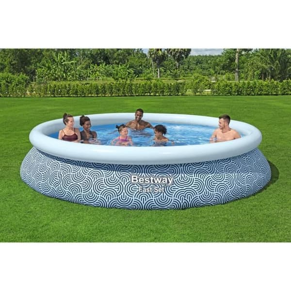 BESTWAY uppblåsbar poolsats - Fast Set - 396 x 84 cm - Rund (patronfilter, 1 patron)