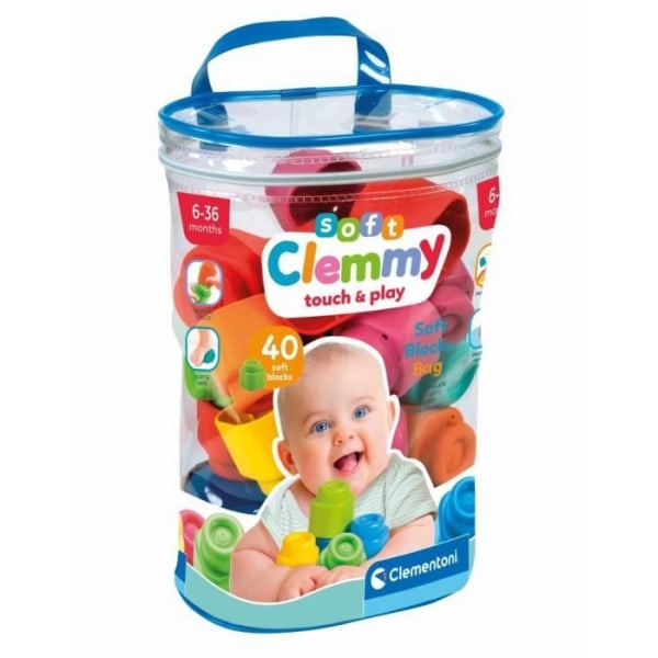 Clementoni - Clemmy Baby - Påse med 40 mjuka kuber - Blandat - Från 9 månader - Soft cube garanterar säkerhet och kan användas på Mac