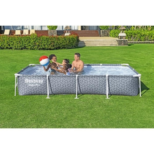 BESTWAY rörformad ovanjordspool - Steel Pro - 366 x 201 x 66 cm - Rektangulär - grafisk dekor