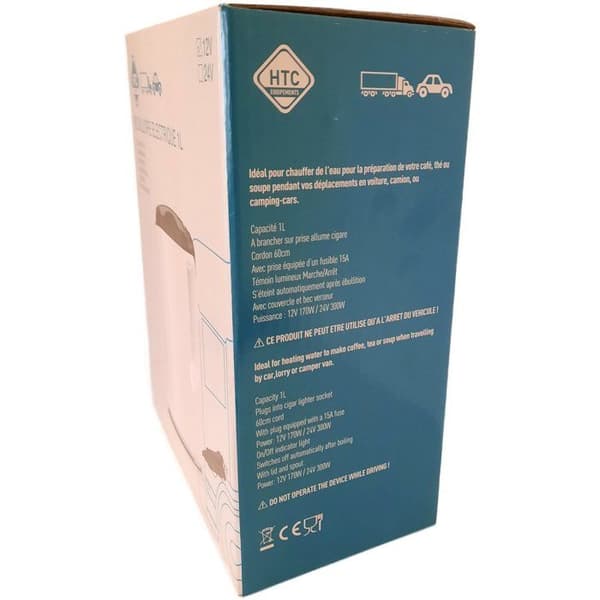 Vattenkokare Electric 12V 1L 170W Vit och Blå - HTC UTRUSTNING