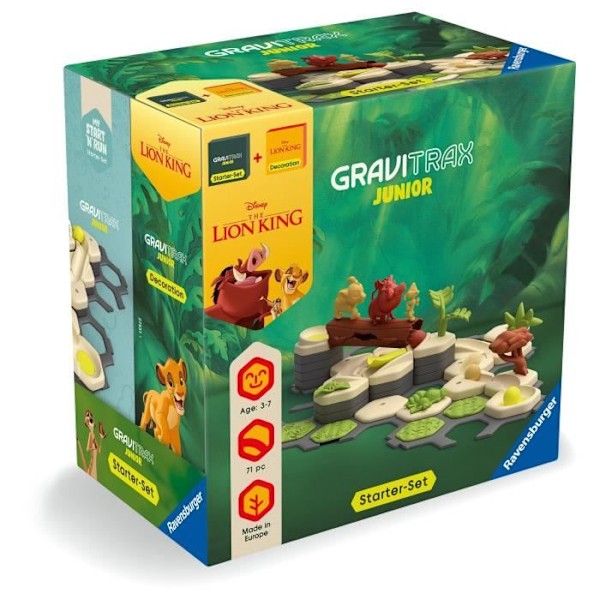 Gravitrax Junior Starter Set The Lion King, Marble Circuits, 71 stycken, Ages 3, 73437, Ravensburger