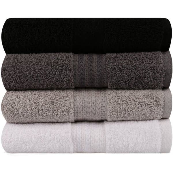 Set med 4 handdukar - 50 x 90 cm - Vit, Grå, Antracit, Svart