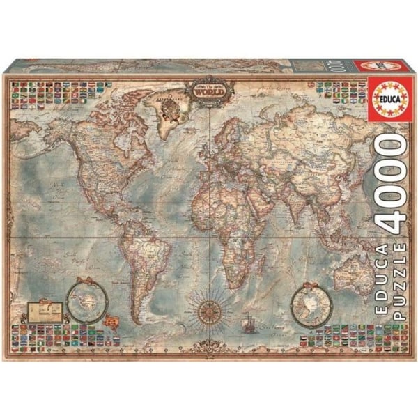 EDUCA Puzzle 4000 bitar - Världskarta