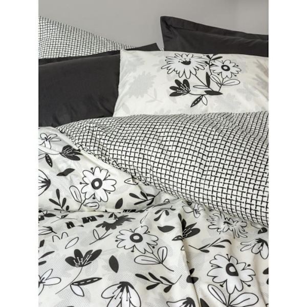 Bäddset - 1 påslakan 220 x 240 cm + 2 örngott 60 x 60 cm - 100% bomull - Svart