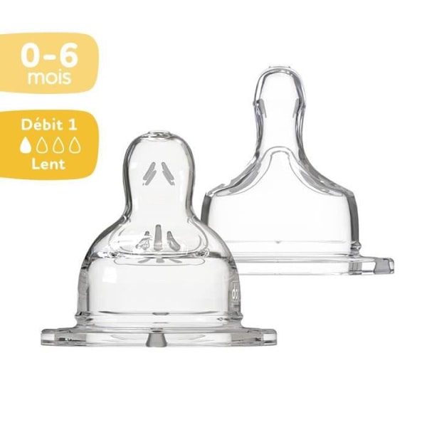 DODIE Flat Large Neck Napp 0-6 månader silikon