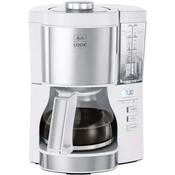 Filterkaffebryggare - Melitta - Look V Timer 1025-07 - 1,25L - 10 koppar - 1080 Watt