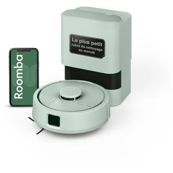 iRobot Roomba Mini AE robotdammsugare och mopp 2-i-1, LiDAR 360 navigation, 7000 Pa, AutoEmpty-bas grön 24,5 x 24,5 x 9,2 cm (robot)