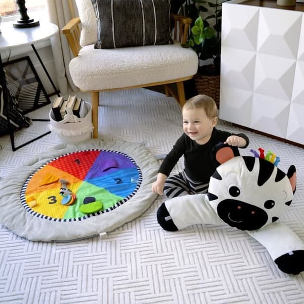 BABY EINSTEIN Zen's Activity Milestones lekmatta med trästång, multisensoriska leksaker, från födseln