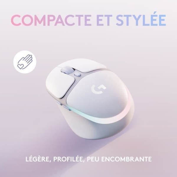Logitech G - Gaming Mouse - Trådlös - G705 LIGHTSYNC RGB-belysning, Bluetooth, Lättvikt - White Mist
